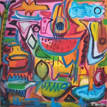 Peinture intitulée "A girafa e o pato" par Vitor Pisco, Œuvre d'art originale, Acrylique