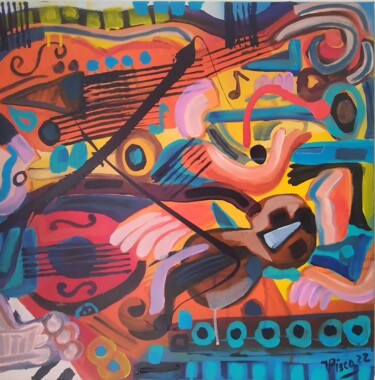 Painting titled "Music" by Vitor Pisco, Original Artwork, Acrylic