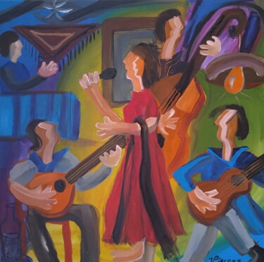 Malerei mit dem Titel "Fado na Estrela" von Vitor Pisco, Original-Kunstwerk, Acryl