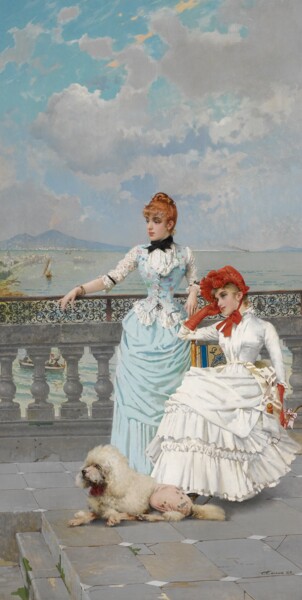 Pintura intitulada "Beautés napolitaine…" por Vittorio Matteo Corcos, Obras de arte originais, Óleo