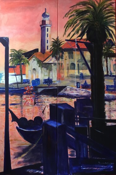 Картина под названием "Port du Grau" - Viviane Dufour, Подлинное произведение искусства, Акрил Установлен на Деревянная рама…