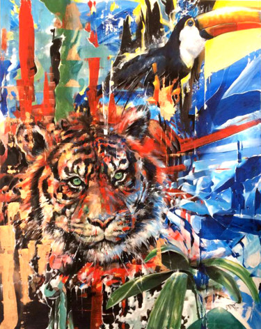 Peinture intitulée "Eye of the tyger" par Vivien Leseur, Œuvre d'art originale, Acrylique