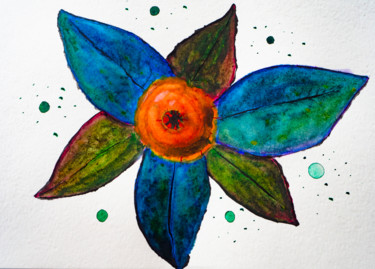 Painting titled "Cosmic flower drawi…" by Anton Vivchar, Original Artwork, Watercolor