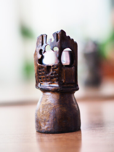 Γλυπτική με τίτλο "Wooden candlestick.…" από Anton Vivchar, Αυθεντικά έργα τέχνης, Ξύλο