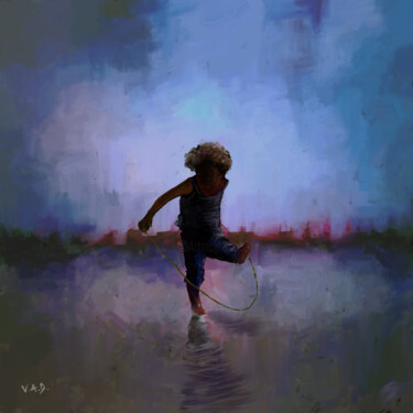 Digitale Kunst getiteld "The boy runs on the…" door Anton Vivchar, Origineel Kunstwerk, Olie