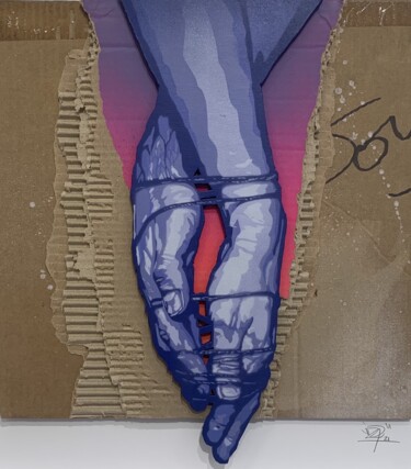 Peinture intitulée "Les 2 mains" par Viza, Œuvre d'art originale