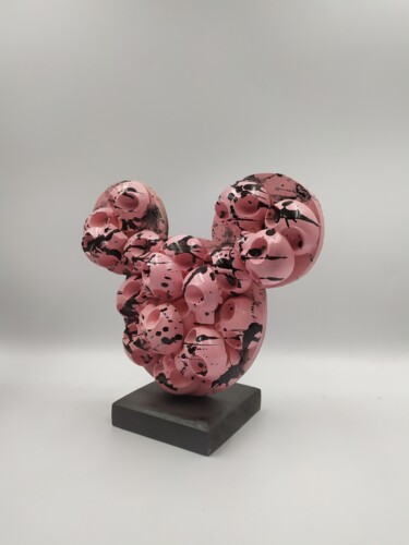Escultura titulada "Mickey Skull Pink" por Vl, Obra de arte original, Resina