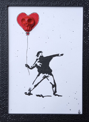 Картина под названием "Ballon HEARTSKUL" - Vl, Подлинное произведение искусства, Акрил Установлен на Деревянная рама для нос…