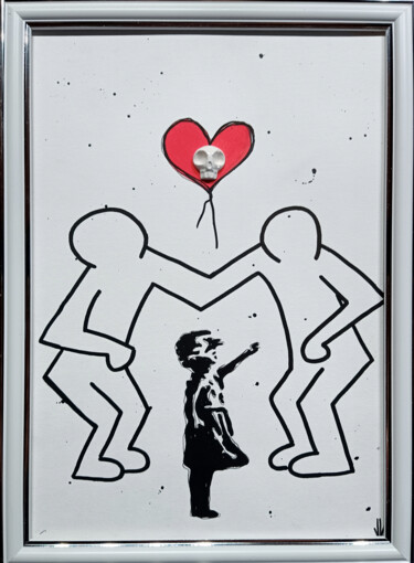 Painting titled "Haring and BanksySk…" by Vl, Original Artwork, Acrylic Mounted on Wood Stretcher frame
