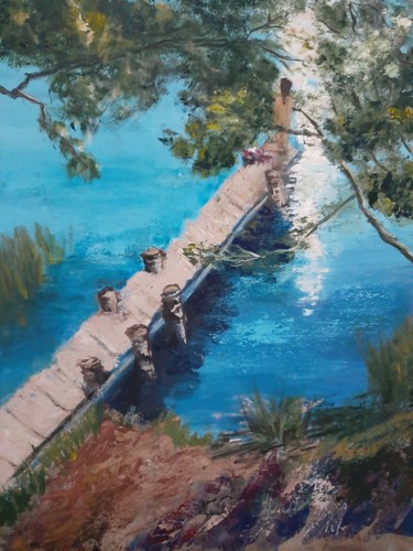 Peinture intitulée "Заброшенная купальня" par Vlada Volnovskaia, Œuvre d'art originale, Huile