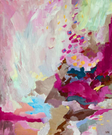 Картина под названием "Pink Landscape" - Vladia Molchanova (VLADIA), Подлинное произведение искусства, Акрил Установлен на Д…