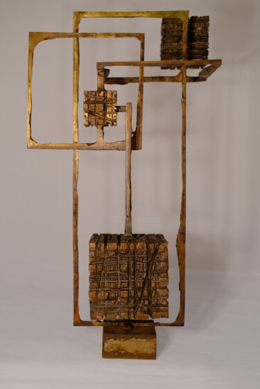 Escultura intitulada "kompozycja z kostka…" por Vladimir Fomin, Obras de arte originais, Bronze