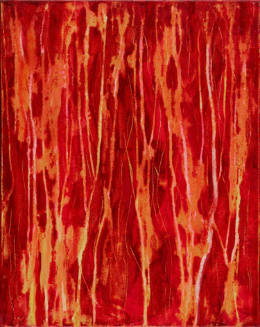 Pintura intitulada "La forêt rouge" por Théo Golb, Obras de arte originais, Acrílico