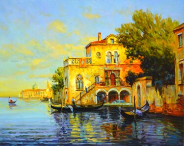 제목이 "Венеция летом."인 미술작품 Владимир Гурбо로, 원작, 기름 나무 들것 프레임에 장착됨