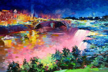 Peinture intitulée "Niagara falls by ni…" par Vladimir Lutsevich, Œuvre d'art originale, Huile