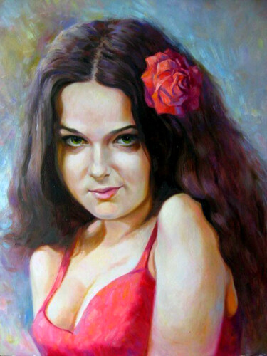 Painting titled "Portrait of a sexy…" by Vladimir Lutsevich, Original Artwork, Oil