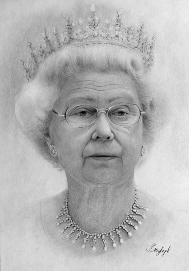 Drawing titled "Queen" by Vladimir Medvedev, Original Artwork, Pencil