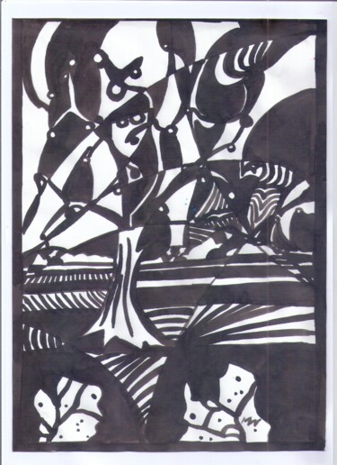 Σχέδιο με τίτλο "Дерево возле леса" από Владимир Мозалевский, Αυθεντικά έργα τέχνης, Μελάνι