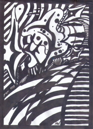 Disegno intitolato "Пейзаж с деревом" da Vladimir Mozalevskii, Opera d'arte originale, Inchiostro