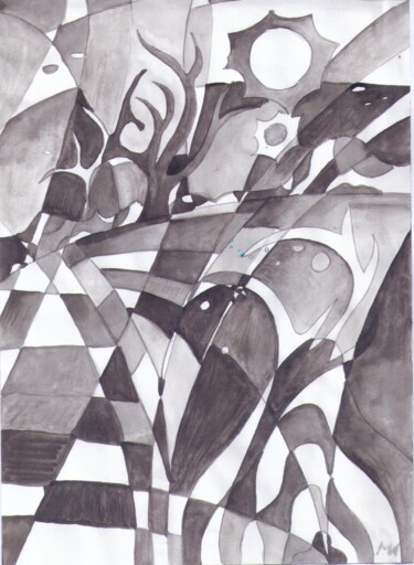 Σχέδιο με τίτλο "Дерево на закате" από Владимир Мозалевский, Αυθεντικά έργα τέχνης, Ακουαρέλα