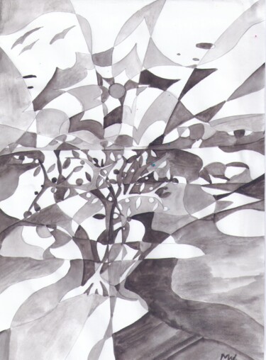 Disegno intitolato "Дерево у леса" da Vladimir Mozalevskii, Opera d'arte originale, Acquarello