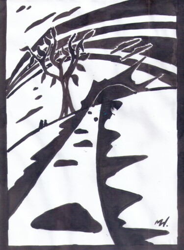 Dibujo titulada "Старая яблоня" por Vladimir Mozalevskii, Obra de arte original, Acuarela