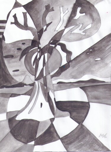 Рисунок под названием "Старое дерево" - Владимир Мозалевский, Подлинное произведение искусства, Акварель