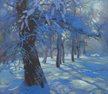 Painting titled "Snow and sun" by Vladimir Natalushko, Original Artwork, Oil