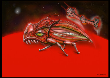 Digitale Kunst mit dem Titel "Space Bug" von Vladimir Nommo Ninic, Original-Kunstwerk, Digitale Malerei