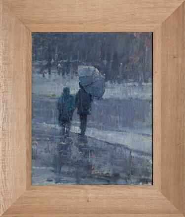 Malerei mit dem Titel "Rain" von Vladimir Onufrievich Pashchenko, Original-Kunstwerk, Öl Auf Karton montiert