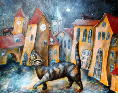 Schilderij getiteld "LIGHT MOONLIGHT NIG…" door Vladimir Pronkin, Origineel Kunstwerk, Olie