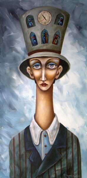 Картина под названием "молодой мужчина в ц…" - Vladimir Pronkin, Подлинное произведение искусства, Масло