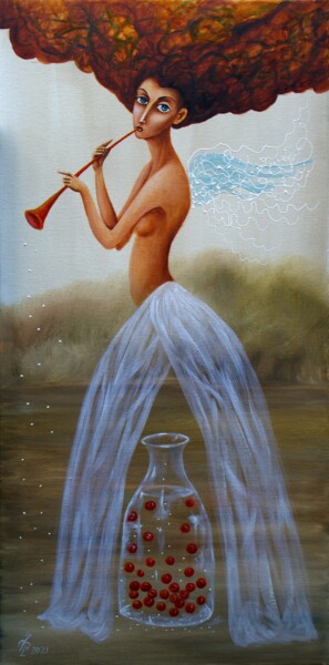Painting titled "SPRING ANGEL" by Vladimir Pronkin, Original Artwork, Oil