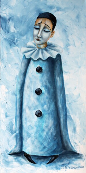 Painting titled "PIERROT" by Vladimir Pronkin, Original Artwork, Oil