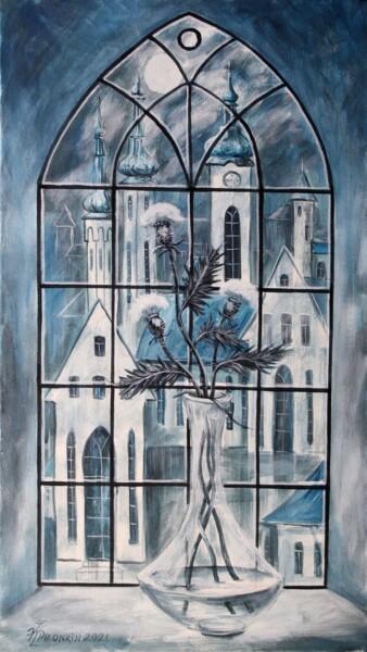 Картина под названием "Полнолуние в готиче…" - Vladimir Pronkin, Подлинное произведение искусства, Масло