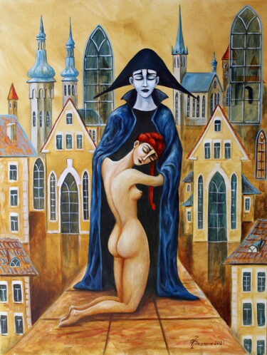 Schilderij getiteld "GOTHIC PATRON 14" door Vladimir Pronkin, Origineel Kunstwerk, Olie