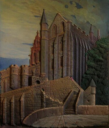Schilderij getiteld "Dracula Castle" door Vladimir Shepelenko, Origineel Kunstwerk