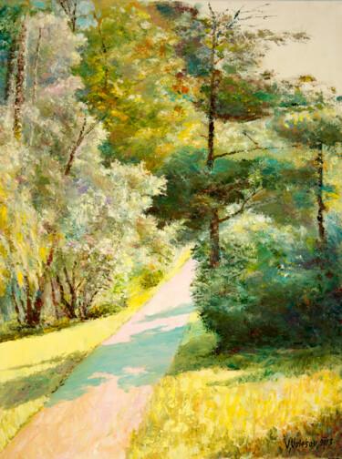 Malarstwo zatytułowany „Sunny avenue” autorstwa Vladimir Volosov, Oryginalna praca, Olej Zamontowany na Drewniana rama noszy