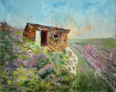 Painting titled "In the Mountains" by Vladimir Volosov, Original Artwork, Oil Mounted on Wood Stretcher frame