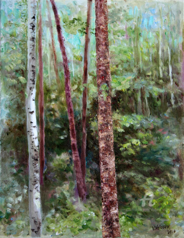 Painting titled "Лесной этюд Forest…" by Vladimir Volosov, Original Artwork, Oil