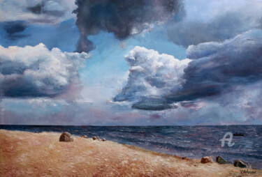 Painting titled "Vastness...." by Vladimir Volosov, Original Artwork, Oil Mounted on Wood Stretcher frame