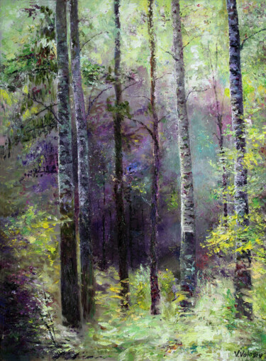 "In Dark Forest.." başlıklı Tablo Vladimir Volosov tarafından, Orijinal sanat, Petrol Ahşap Sedye çerçevesi üzerine monte ed…