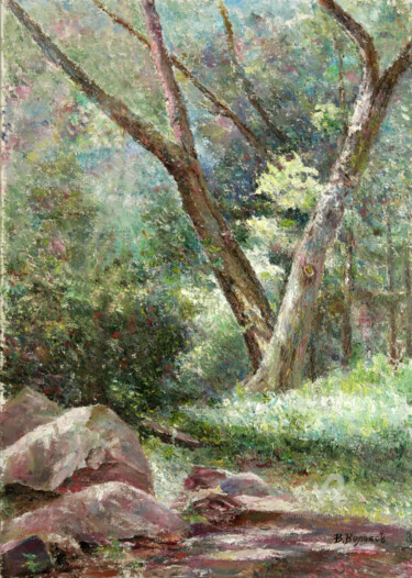 Peinture intitulée "Forest Melody.." par Vladimir Volosov, Œuvre d'art originale, Huile Monté sur Châssis en bois
