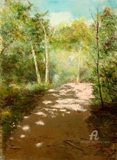 Peinture intitulée "Shady walkway.." par Vladimir Volosov, Œuvre d'art originale, Huile Monté sur Châssis en bois