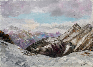 Painting titled "In the Austrian Alps" by Vladimir Volosov, Original Artwork, Oil Mounted on Wood Stretcher frame