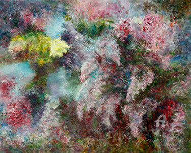 Malarstwo zatytułowany „Lilac Mirage.” autorstwa Vladimir Volosov, Oryginalna praca, Olej Zamontowany na Drewniana rama noszy