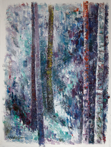 Pintura titulada "Blue Forest" por Vladimir Volosov, Obra de arte original, Oleo Montado en Bastidor de camilla de madera