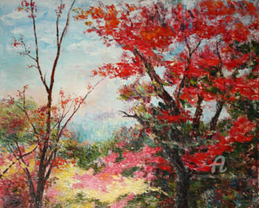 Painting titled "Autumn colors Цвета…" by Vladimir Volosov, Original Artwork, Oil Mounted on Wood Stretcher frame