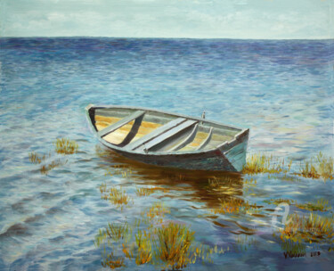 Painting titled "Esape to the Horizon" by Vladimir Volosov, Original Artwork, Oil Mounted on Wood Stretcher frame