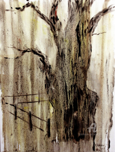 「Crying oak... Плачу…」というタイトルの絵画 Vladimir Volosovによって, オリジナルのアートワーク, オイル ウッドストレッチャーフレームにマウント
